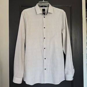 H&M Men's White and Black Polka Dot Slim Fit Dress Shirt